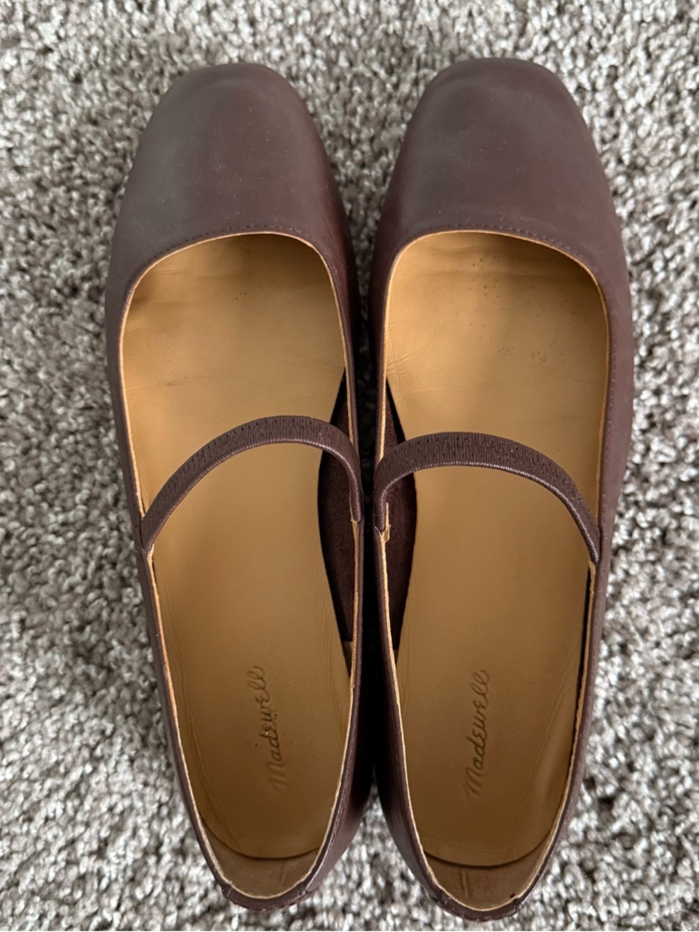 Madewell The Greta Ballet Flat in Coffee Bean Size 6.5 Preppy Leather Square Toe - Picture 5 of 6